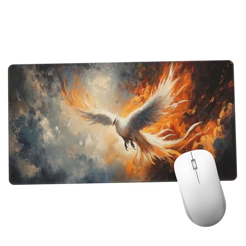 Mauspad Phönix Schreibtisch Unterlegmatte XXL 600x300x3mm Desk Protector Matte mit Anti-Rutsch Basis, Mouse Pad Wasserdicht und Langlebig, für Gaming, Verbessert Präzision Geschwindigkei Wolke Y944 von Suuiizaa