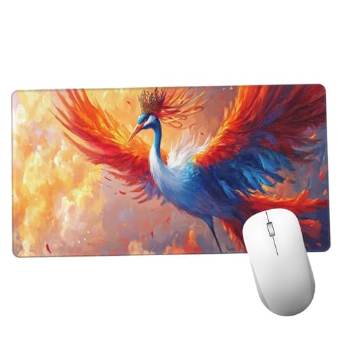 Mauspad Rot Schreibtisch Unterlegmatte XXL 1600x800x3mm Desk Protector Matte mit Anti-Rutsch Basis, Mouse Pad Wasserdicht und Langlebig, für Gaming, Verbessert Präzision Geschwindigkei Kranich Y1324 von Suuiizaa