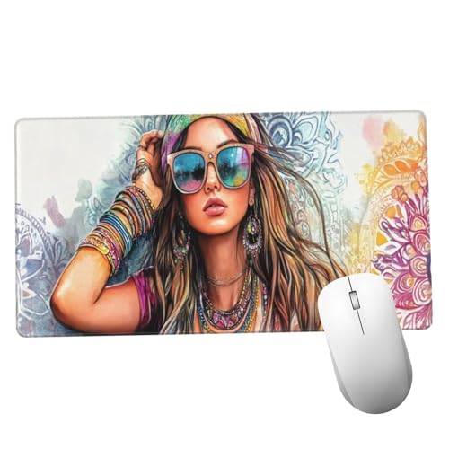 Mauspad Schönheit Schreibtisch Unterlegmatte XXL 600x300x3mm Desk Protector Matte mit Anti-Rutsch Basis,Mouse Pad Wasserdicht und Langlebig,für Gaming,Verbessert Präzision Geschwindigkei Kunst Y1232 von Suuiizaa