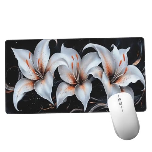 Mauspad Schwarz Mousepad XXL 1200x600x3mm Mauspad gaming Vernähte Kanten Wasserdicht Anti-Rutsch,Tischunterlage Size Groß,Erweiterter Schreibtisch Schutz Schreibtischunterlage für Office Lilien Y1451 Mauspad Schwarz Mousepad XXL 1200x600x3mm Mauspad gaming Vernähte Kanten Wasserdicht Anti-Rutsch,Tischunterlage Size Groß,Erweiterter Schreibtisch Schutz Schreibtischunterlage für Office Lilien Y1451 von Suuiizaa
