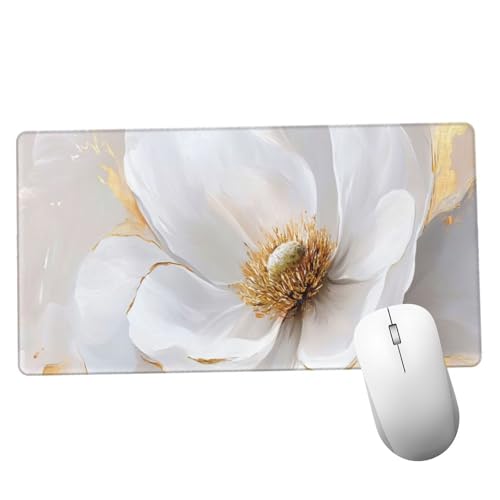 Mauspad Weiß Mousepad XXL 1600x800x3mm Mauspad gaming Vernähte Kanten Wasserdicht Anti-Rutsch, Tischunterlage Size Groß, Erweiterter Schreibtisch Schutz Schreibtischunterlage für Office Blume Y1423 Mauspad Weiß Mousepad XXL 1600x800x3mm Mauspad gaming Vernähte Kanten Wasserdicht Anti-Rutsch, Tischunterlage Size Groß, Erweiterter Schreibtisch Schutz Schreibtischunterlage für Office Blume Y1423 von Suuiizaa