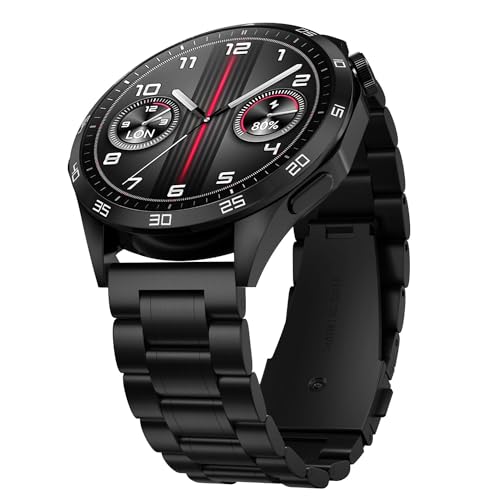 Suuira Armband Kompatibel mit Huawei Watch GT 4 Pro 46mm / GT 3 Pro 46mm / GT 2e 2 Pro 46mm, Elegantes Metall Uhrenarmband für Watch 4/4 Pro / 3/3 Pro/Ultimate/Buds (Schwarz) von Suuira