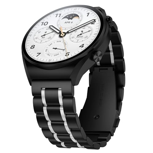 Suuira Armband Kompatibel mit Xiaomi Watch S2 / S1 / S1 Active / S1 Pro, Elegantes und Klassisches Metallarmband Kompatibel mit Xiaomi Mi Watch Color Sport (Schwarz/Silber) von Suuira