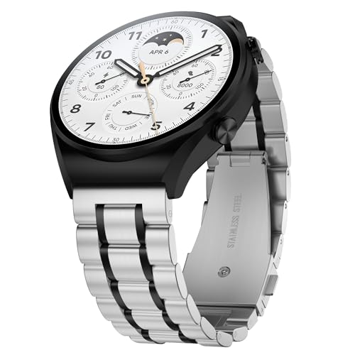 Suuira Armband Kompatibel mit Xiaomi Watch S2 / S1 / S1 Active / S1 Pro, Elegantes und Klassisches Metallarmband Kompatibel mit Xiaomi Mi Watch Color Sport (Silber/Schwarz) von Suuira