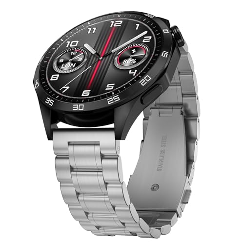 Suuira Elegantes Armband Kompatibel mit Huawei Watch GT 4 Pro 46mm / GT 3 Pro 46mm / GT 2e 2 Pro 46mm, Metall Uhrenarmband für Watch 4/4 Pro / 3/3 Pro/Ultimate/Buds (Silber) von Suuira