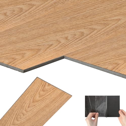 Suusolny 36 Stück Vinylboden PVC Bodenbelag 5 m² Selbstklebend Holz-Optik Vinyl Klebefliesen Bodenfliesen Dekor-Dielen Wasserfest Rutschfest - Natürliches Holz von Suusolny