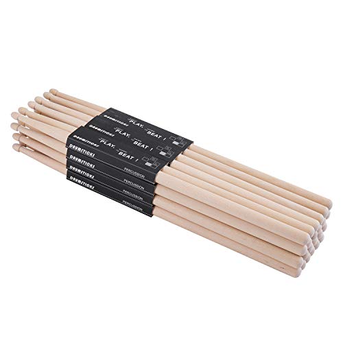 Suwimut 12 Paare 5A Drumsticks, klassische Ahorn Holz Drum Sticks für Kinder und Erwachsene, Oval Holz Tip Drum Sticks Set für Jazz Drum Elektronische Drums Musikinstrument Percussion von Suwimut