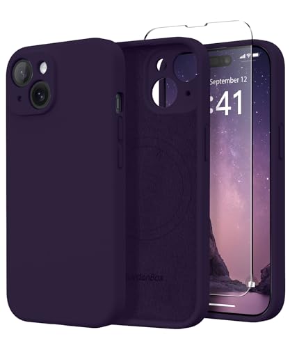 SuydanBox Magnetische Hülle für iPhone 13, Kompatibel mit MagSafe, [vollständiger Kameraschutz] [Displayschutzfolie] Stoßfeste Silikon-Schutzhülle für iPhone 13 6,1 Zoll, Dunkelviolett von SuydanBox
