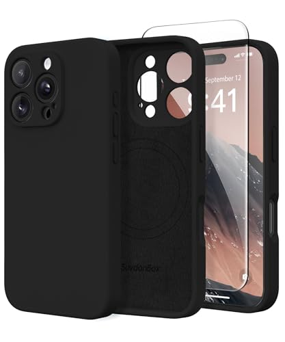 SuydanBox Magnetische Hülle für iPhone 16 Pro Max, kompatibel mit MagSafe, [Vollständiger Kameraschutz] [Displayschutzfolie] Stoßfeste Silikon-Schutzhülle für iPhone 16 Pro Max 6,9 Zoll, Schwarz von SuydanBox
