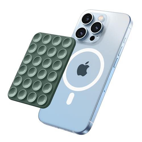 SuydanBox Magnetische Saugnapf-Telefonhalterung, rutschfeste Freisprech-Silikon-Handyhalterung, kompatibel mit MagSafe-Handyhülle für iPhone Pro Max 15/14/13/12 Serie (Alpingrün) von SuydanBox