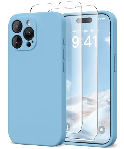 SuydanBox Magnetische Schutzhülle für iPhone 15 Pro Max, kompatibel mit MagSafe, [Vollständiger Kameraschutz] [Displayschutzfolien] Silikon Stoßfeste Schutzhülle für iPhone 15 Pro Max, Hellblau von SuydanBox