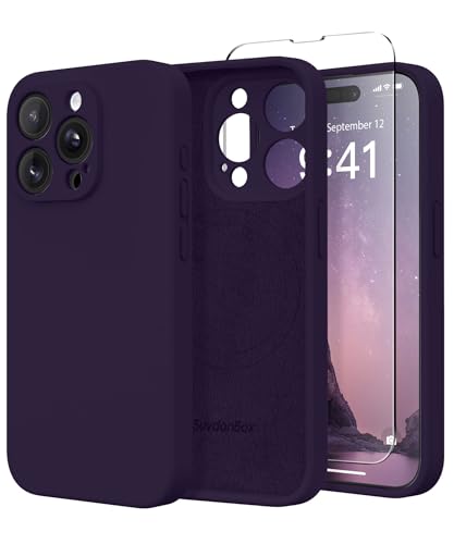 SuydanBox Silikon-Schutzhülle für iPhone 15 Pro Max, kompatibel mit MagSafe, Kameraschutz, Displayschutzfolie, schlanke, stoßfeste Schutzhülle, weiches kratzfestes Mikrofaserfutter, Dunkelviolett SuydanBox Silikon-Schutzhülle für iPhone 15 Pro Max, kompatibel mit MagSafe, Kameraschutz, Displayschutzfolie, schlanke, stoßfeste Schutzhülle, weiches kratzfestes Mikrofaserfutter, Dunkelviolett von SuydanBox