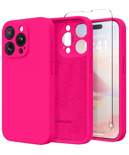 SuydanBox Magnetische Schutzhülle für iPhone 15 Pro Max, kompatibel mit MagSafe, [vollständiger Kameraschutz], [Displayschutzfolie] Silikon stoßfeste Schutzhülle für iPhone 15 Pro Max 6,7 Zoll, Hot von SuydanBox