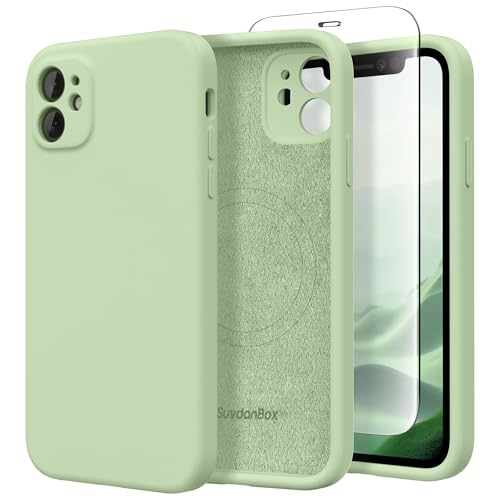 SuydanBox Magnetische Schutzhülle für iPhone 11, Silikon, kompatibel mit MagSafe, [Vollständiger Kameraschutz] [Displayschutzfolie] Schlanke, stoßfeste Schutzhülle für iPhone 11 6,1 Zoll, Matcha von SuydanBox