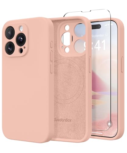 SuydanBox Silikon-Schutzhülle für iPhone 15 Pro, kompatibel mit MagSafe, Kameraschutz, Displayschutzfolien, schlanke, stoßfeste Schutzhülle, weiches kratzfestes Mikrofaserfutter, Pinksand SuydanBox Silikon-Schutzhülle für iPhone 15 Pro, kompatibel mit MagSafe, Kameraschutz, Displayschutzfolien, schlanke, stoßfeste Schutzhülle, weiches kratzfestes Mikrofaserfutter, Pinksand von SuydanBox