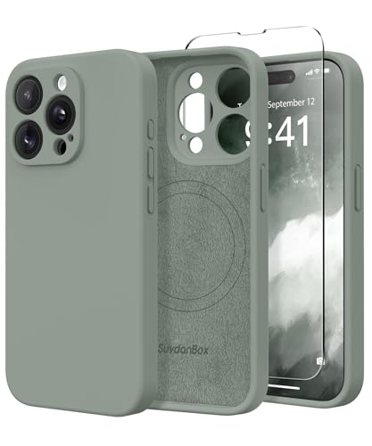 SuydanBox Silikon-Schutzhülle für iPhone 15 Pro Max, kompatibel mit MagSafe, Kameraschutz, Displayschutzfolien, schlanke, stoßfeste Schutzhülle, weiches kratzfestes Mikrofaserfutter, Calke Green SuydanBox Silikon-Schutzhülle für iPhone 15 Pro Max, kompatibel mit MagSafe, Kameraschutz, Displayschutzfolien, schlanke, stoßfeste Schutzhülle, weiches kratzfestes Mikrofaserfutter, Calke Green von SuydanBox