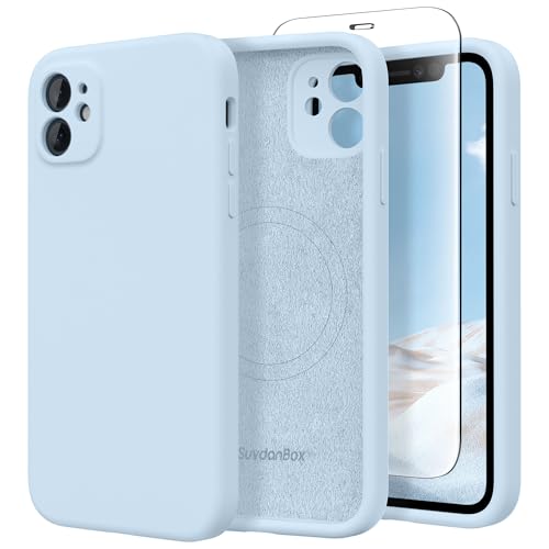 SuydanBox Magnetische Schutzhülle für iPhone 11, Silikon, kompatibel mit MagSafe, [Vollständiger Kameraschutz] [Displayschutzfolie] Schlanke, stoßfeste Schutzhülle für iPhone 11 6,1 Zoll, Hellblau von SuydanBox