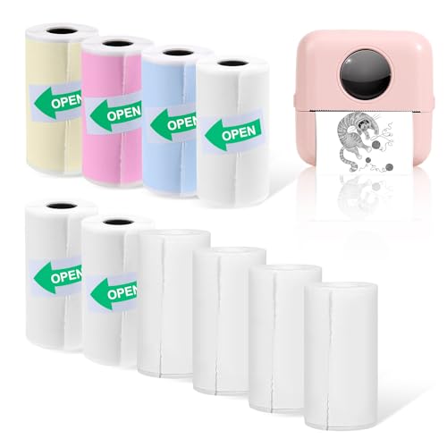 10 Rollen Thermopapier Mini Drucker Sticker Druckerpapier Selbstklebend Thermorollen 57mm Drucker Papier Mini Printer Sticker für Kinder Selbstklebender Bedruckbarer Aufkleber G-021-A von Suynauetev