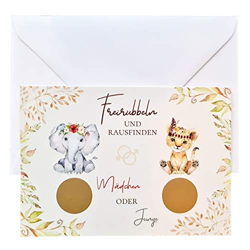 Suzu Papers 5er Set Rubbelkarten Mädchen oder Junge - Geschlecht des Babys verkünden - Rubbellose für Gender Reveal Überraschung (Mädchen) von Suzu Papers