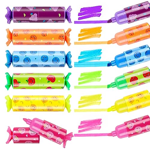 12 Stück Mini Textmarker Bonbon Form, Lustige Textmarker, Highlighter Pen Marker Pastell, Aesthetic Marker Stifte Textmarker Set für Kinder Erwachsene Zeichnung oder Hervorheben, 6 Stile von Svalor