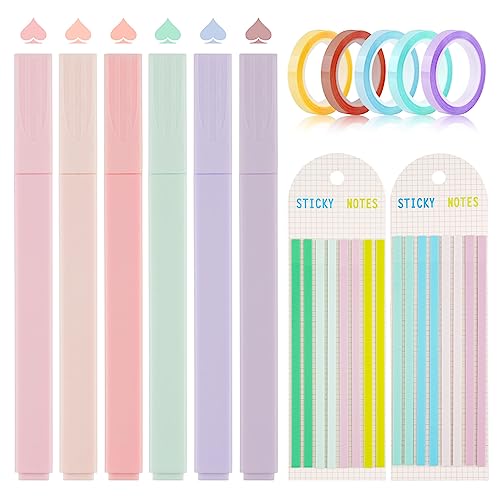 13 Stück Textmarker Set, Textmarker Pastell mit Haftnotizen Tabs und Highlight Strips, Pastell Textmarker Marker Pastell, perfekt zum Hervorheben von Tagebuch oder Notizbuch in Schule, Büro von Svalor