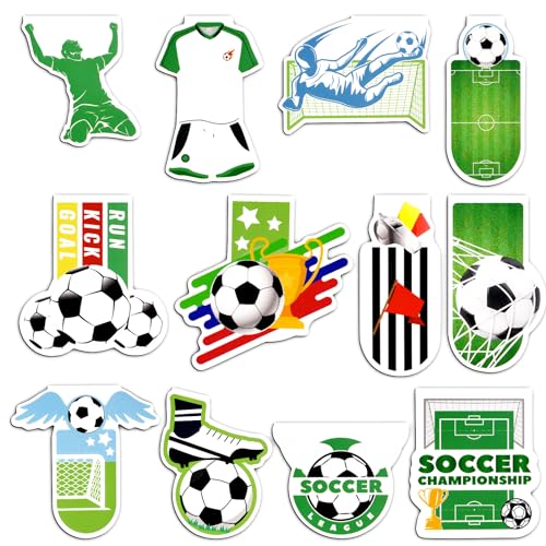 Lesezeichen Magnetisch, 12 Stück Magnetische Lesezeichen Kinder Fußball, Magnet Lesezeichen Fußball Mitbringsel, Lustig Magnetische Lesezeichen für Jungen, Lehrer, Freund, Fußballfans, Buchliebhaber von Svalor