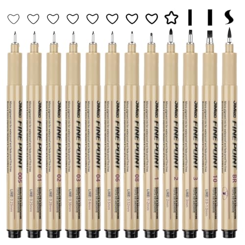 Micron Fineliner Stifte,12 Stück Fineliner Set Schwarz mit 12 Verschiedene Linienbreiten,Filzstiften für Künstler,Wasserfest Tuschestift zum Illustrationen,Skizzieren,Technisches Zeichnen von Svalor