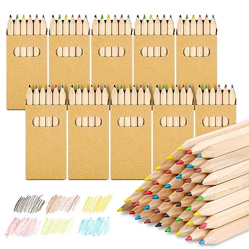Svalor Buntstifte für Erwachsene, 10 Packungen Buntstifte-Set mit je 6 Buntstiften, 60 Mini Buntstift Holzstifte im Kartonetui, Buntstifte Klein für Kunst Zeichnung, Skizzieren und Färbung von Svalor