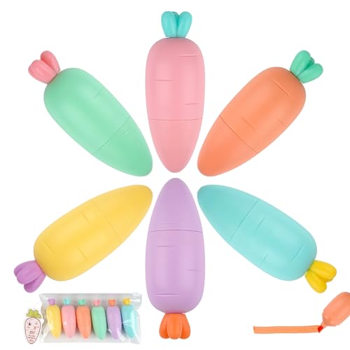 Svalor Mini Textmarker Karottenform, 6 Stück Bunt Lustige Textmarker, 6 Farben Highlighter Pen, Lustig Schultüte Party Mitgebsel Ostergeschenke für Kinder Zeichnung oder Hervorheben Svalor Mini Textmarker Karottenform, 6 Stück Bunt Lustige Textmarker, 6 Farben Highlighter Pen, Lustig Schultüte Party Mitgebsel Ostergeschenke für Kinder Zeichnung oder Hervorheben von Svalor