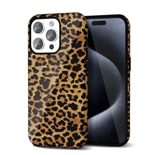 Svanove Cheetah Print Handyhülle für iPhone 15 Pro Hülle Leopard Trendy Muster, Braun Khaki von Svanove