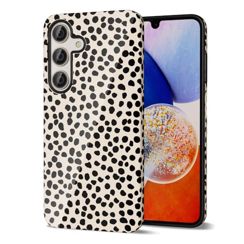 Svanove Gepardendruck Handyhülle für Galaxy A14 Hülle Mädchen Niedlich Leopard Hülle für Frauen Luxus Trendy Retro Cool Animal Print Design Aesthetic Muster Y2k Hartschale Plastik Cover Beige Tupfen von Svanove