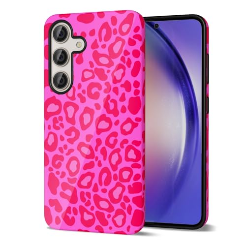Svanove Gepardendruck Handyhülle für Galaxy A54 Hülle Mädchen Niedlich Leopard Hülle für Frauen Luxus Trendy Retro Cool Animal Print Design Aesthetic Muster Y2k Slim Hartschale Plastik Cover Hot Pink von Svanove