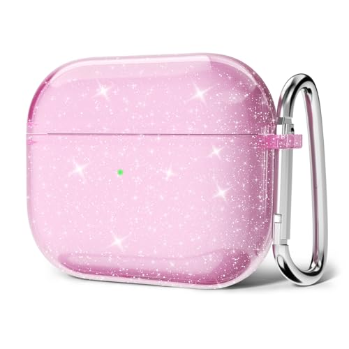 Svanove Schutzhülle für Airpods 4, transparent, Glitzer, glitzernd, niedlich, mit Schlüsselanhänger, Hartschale, Y2K, trendig, ästhetisch, glänzend, für Damen und Mädchen, Rosa Svanove Schutzhülle für Airpods 4, transparent, Glitzer, glitzernd, niedlich, mit Schlüsselanhänger, Hartschale, Y2K, trendig, ästhetisch, glänzend, für Damen und Mädchen, Rosa von Svanove