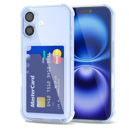 Svanove für iPhone 16 Hülle Durchsichtig mit Kartenfach, Transparent Kartenhalter Kameraschutz Handyhülle, Dünn Schutz Silikon Geldbörse Schutzhülle Stoßfest Slim Wallet Case, Hellblau Svanove für iPhone 16 Hülle Durchsichtig mit Kartenfach, Transparent Kartenhalter Kameraschutz Handyhülle, Dünn Schutz Silikon Geldbörse Schutzhülle Stoßfest Slim Wallet Case, Hellblau von Svanove