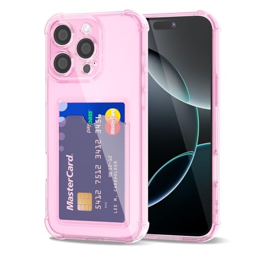 Svanove für iPhone 16 Pro Hülle Kartenfach Silikon Durchsichtig, Dünn Transparent Karten Wallet Handyhülle mit Kameraschutz, Klar TPU Karte Handy hülle Kartenhalter Schutzhülle Bumper Case, Rosa Pink Svanove für iPhone 16 Pro Hülle Kartenfach Silikon Durchsichtig, Dünn Transparent Karten Wallet Handyhülle mit Kameraschutz, Klar TPU Karte Handy hülle Kartenhalter Schutzhülle Bumper Case, Rosa Pink von Svanove