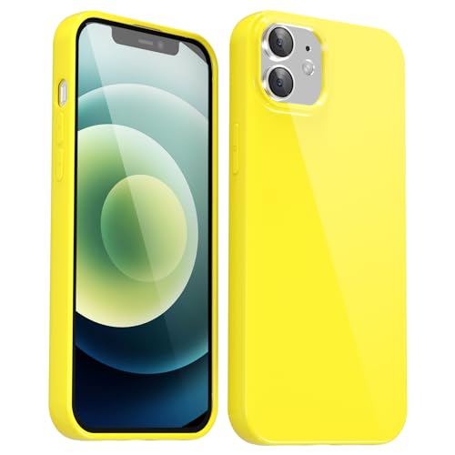 Svanove für iPhone 12/12 Pro Hülle Silikon, Dünn Handyhülle Einfarbig Glatt Gummi Gel Original, Weich TPU Slim Case Leicht Schutz Stoßfest Kameraschutz Schutzhülle, Gelb von Svanove