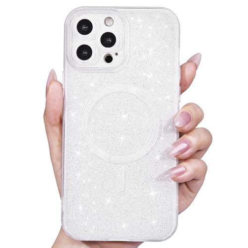 Svanove für iPhone 12 Pro Max Hülle Glitzer Kompatibel mit Magsafe, Magnetisch Kameraschutz Handyhülle, Niedlich Schutzhülle Bling Gitter Dünn Silikon Stoßfest Weich Case für Frauen Mädchen, Weiß Svanove für iPhone 12 Pro Max Hülle Glitzer Kompatibel mit Magsafe, Magnetisch Kameraschutz Handyhülle, Niedlich Schutzhülle Bling Gitter Dünn Silikon Stoßfest Weich Case für Frauen Mädchen, Weiß von Svanove