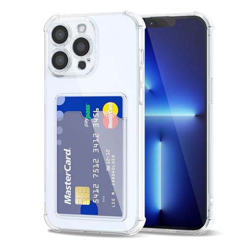 Svanove für iPhone 13 Pro Max Hülle Kartenfach Silikon Durchsichtig, Dünn Transparent Karten Wallet Handyhülle mit Kameraschutz, Klar TPU Karte Handy hülle Kartenhalter Schutzhülle Bumper Case, Klar von Svanove
