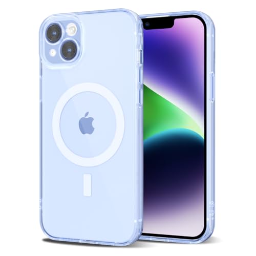 Svanove für iPhone 14 Hülle Kompatibel mit Magsafe, Durchsichtig Magnetisch Kameraschutz Handyhülle, Dünn Farbig Silikon Schutzhülle Slim Stoßfest Weich Transparent Mag Schutz Case, Hellblau von Svanove