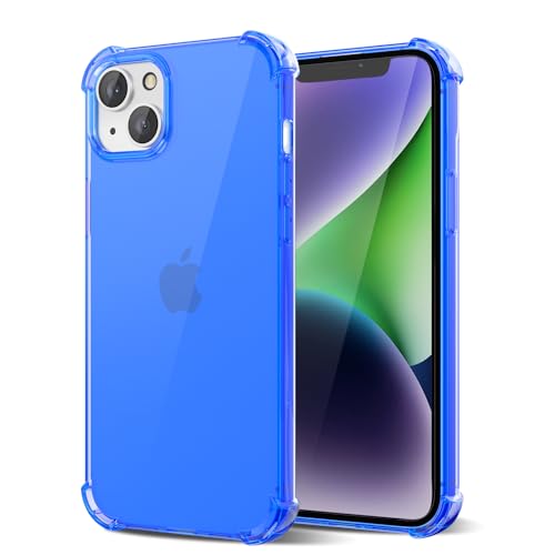 Svanove für iPhone 14 Plus Hülle Durchsichtig, Transparent Handyhülle Kameraschutz, Klar Farbig Dünn Schutz Silikon Schutzhülle Stoßfest Weich Gummi Clear Slim TPU Case, Neon Blau von Svanove