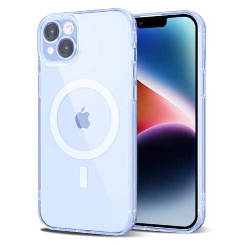 Svanove für iPhone 14 Plus Hülle Kompatibel mit Magsafe, Durchsichtig Magnetisch Kameraschutz Handyhülle, Dünn Farbig Silikon Schutzhülle Slim Stoßfest Weich Transparent Mag Schutz Case, Hellblau von Svanove