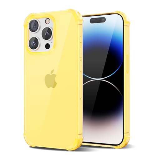 Svanove für iPhone 14 Pro Hülle Durchsichtig, Transparent Handyhülle Kameraschutz, Klar Farbig Dünn Schutz Silikon Schutzhülle Stoßfest Weich Gummi Clear Slim TPU Case, Gelb von Svanove