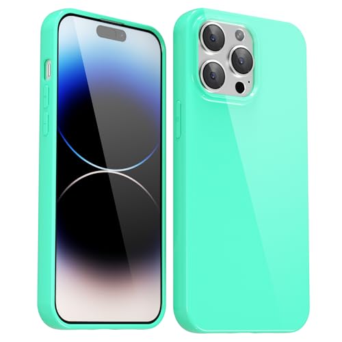 Svanove für iPhone 14 Pro Hülle Silikon, Dünn Handyhülle Einfarbig Glatt Gummi Gel Original, Weich TPU Slim Case Leicht Schutz Stoßfest Kameraschutz Schutzhülle, Mint von Svanove