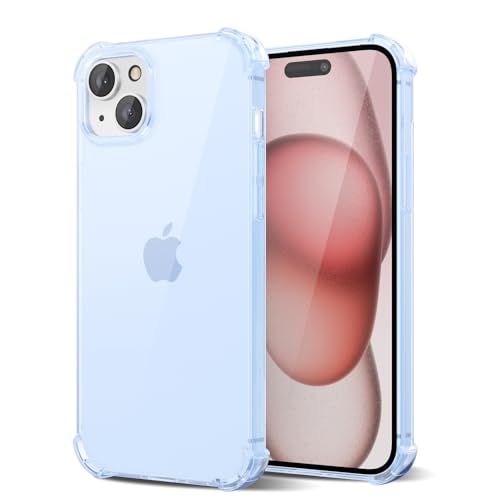 Svanove für iPhone 15 Hülle Durchsichtig, Transparent Handyhülle Kameraschutz, Klar Farbig Dünn Schutz Silikon Schutzhülle Stoßfest Weich Gummi Clear Slim TPU Case, Hellblau von Svanove