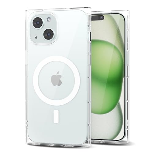 Svanove für iPhone 15 Hülle mit Magsafe, Durchsichtig Quadratisch Transparent Rechteckig Square Handyhülle Kameraschutz, Klar Dünn Schutz Magnetisch Schutzhülle Stoßfest Clear Case, Klar von Svanove