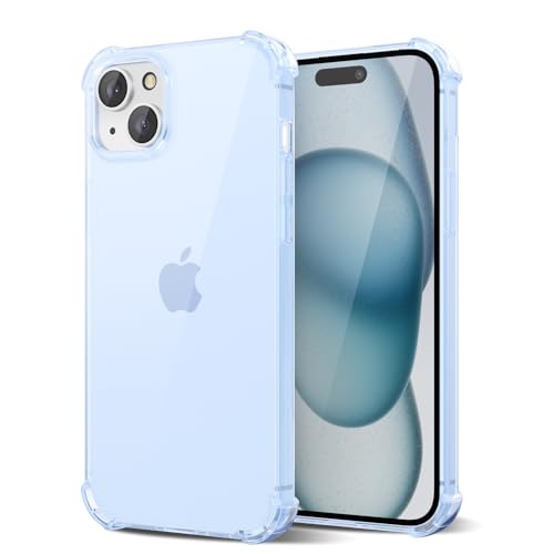 Svanove für iPhone 15 Plus Hülle Durchsichtig, Transparent Handyhülle Kameraschutz, Klar Farbig Dünn Schutz Silikon Schutzhülle Stoßfest Weich Gummi Clear Slim TPU Case, Hellblau von Svanove