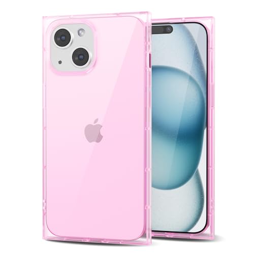 Svanove für iPhone 15 Plus Hülle Durchsichtig Quadratisch, Transparent Rechteckig Square Handyhülle Kameraschutz, Klar Farbig Dünn Schutz Silikon Schutzhülle Stoßfest Weich Clear Case, Klar Rosa von Svanove