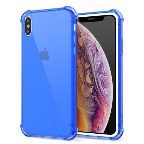 Svanove für iPhone XS Hülle Durchsichtig, Transparent Handyhülle Kameraschutz, Klar Farbig Dünn Schutz Silikon Schutzhülle Stoßfest Weich Gummi Clear Slim TPU Case, Neon Blau von Svanove