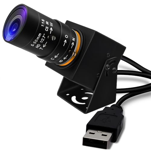 Svpro 2MP Global Shutter USB Kamera 90FPS Hochgeschwindigkeitskamera mit 5-50mm Zoomobjektiv, manueller Fokus Webcam für Glof Swing, 10X optischer Zoom Industriekamera USB Plug and Play für Computer von Svpro