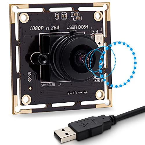 Svpro Full HD USB Kameramodul 1080P 30pfs H.264 Low Light Kamera Board mit Dual Mikrofon, 180 Grad Fisheye Industrie Video Kamera für Raspberry,Windows,Mac,Linux,Android von Svpro